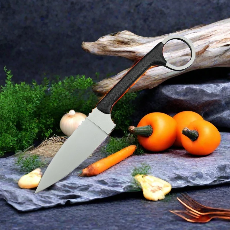 High-end stainless steel fruit knife, easy to carry pocket knife with knife cover, multi-functional knife for kitchen chefs