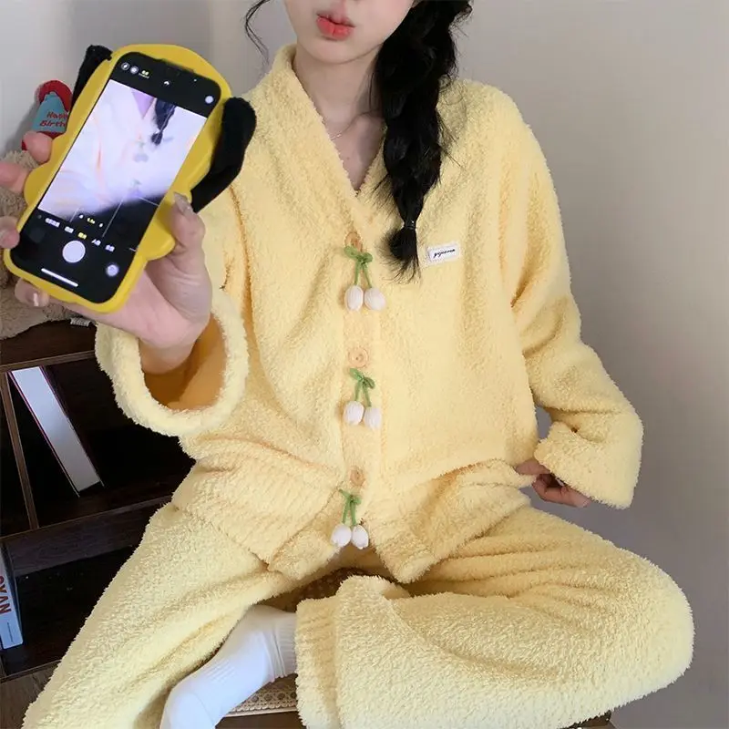 

Autumn Winter Women's Pajamas Sleepwear Cotton Pajama Set Homewear Custom Sleep Lounge Underwear Comfortable Cotton Pajama Set