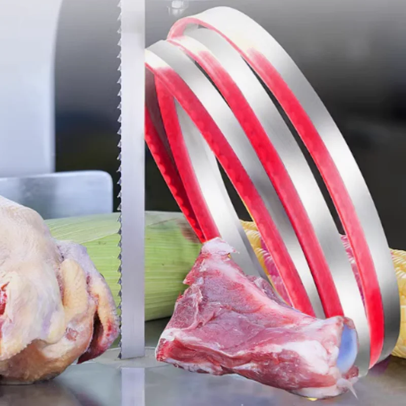 

1200 1600 1650 1830 2000mm Band Saw Blades Cutting Bone, Frozen Fish, Meat. 1260 1750 1980 2560mm Food Saw Blades. Width 16 19mm