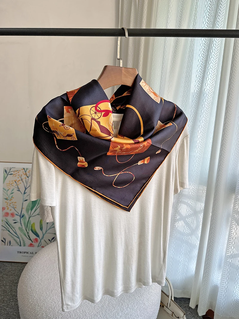 Carriage Hijabs Musulmans Black Silk Scarves Luxury Brand Special Scarves The Company Of The Scarf Beach Shawl Cape Hijab Wrap