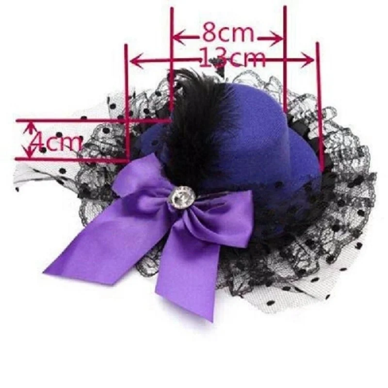 Fashion Girls Feather Rose Top Hat Cap Lace Fascinator Accessories Girls Pastoral Headwear Hairpin Hair Accessories for Girls