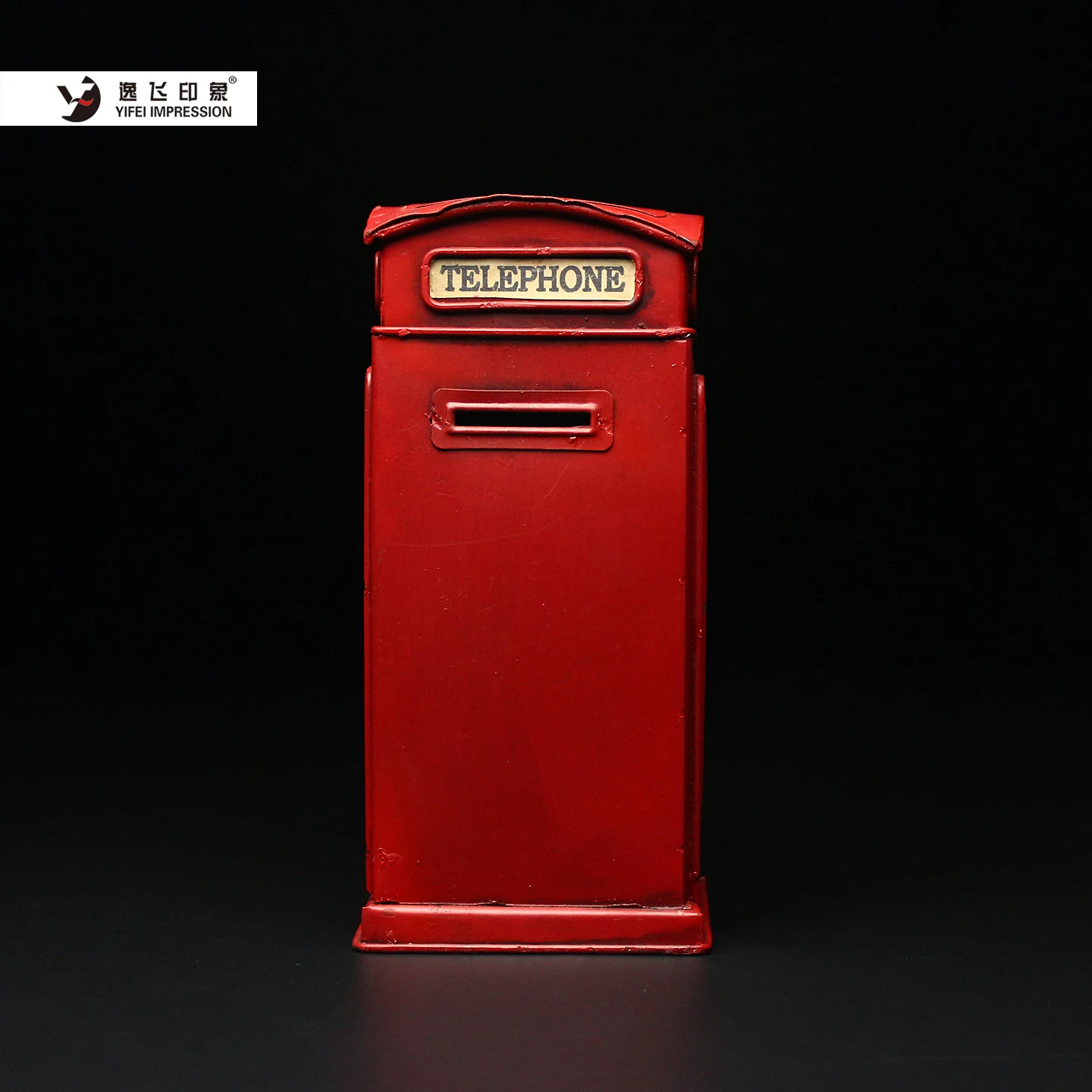 Vintage Red British Telephone Booth Piggy Bank Handmade Iron Craft Money Box for Home Decor And Desktop Ornament