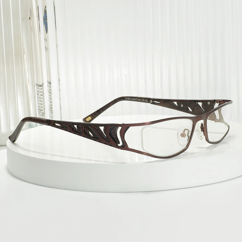 Vintage Metal Men Women Rectangle Glasses Frame Medium Full Rim Spectacle For Optical Prescription Myopia progressive Lenses