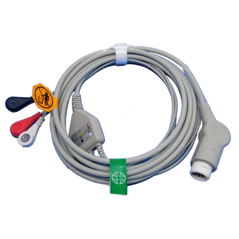 

One-Piece Ecg Cable Ekg Cable Iec 3leads 5leads Snap Clip Ecg Lead Wires for N*IHON K*OHDEN Mornitor Machine
