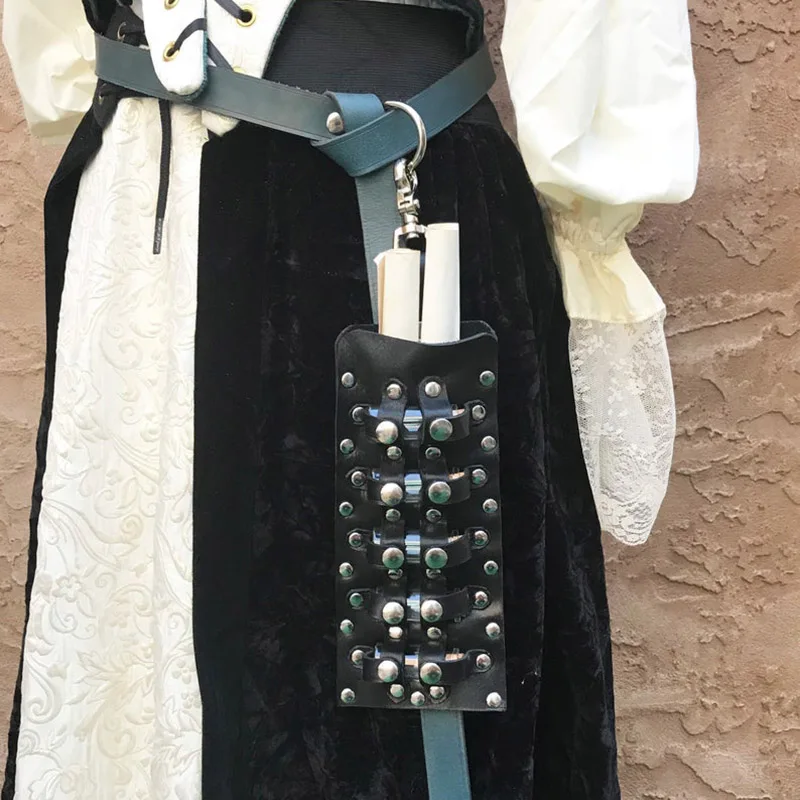 Medieval Belt Potion Vials Pouch Leather Scroll Holder Bag Alchemy Kit For Renaissance Fair Cosplay LARP Costume Parts Men Women