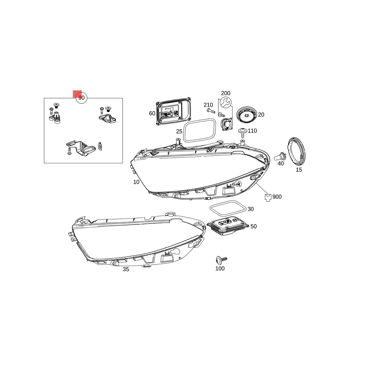 1Pair Headlight for Mercedes Benz A CLA Class W177 W118 2018-2022