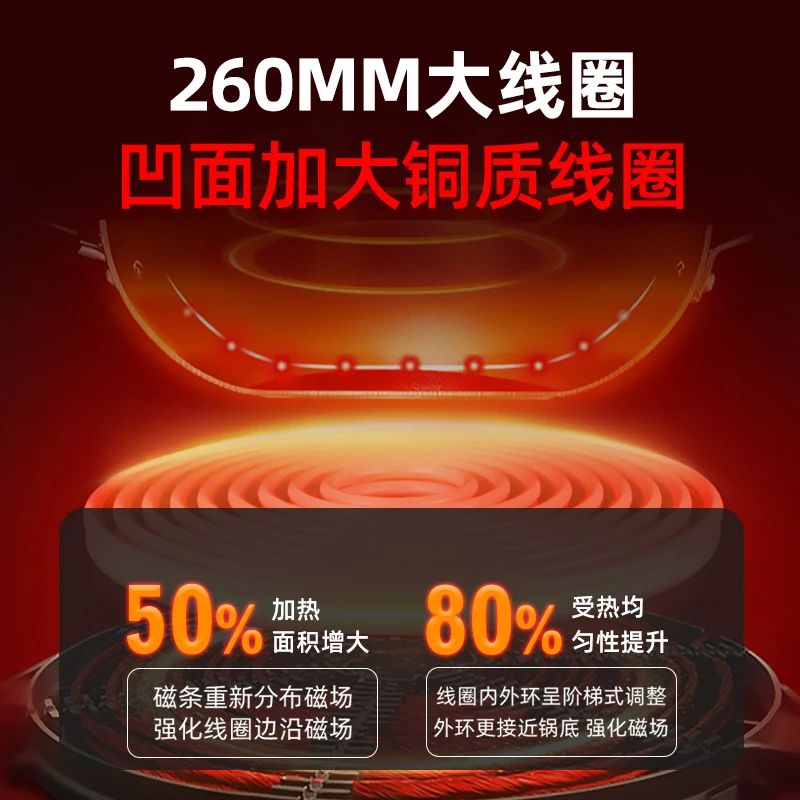 Вогнутая индукционная плита 4500 Вт, бытовая мощная жестокая пожарная кастрюля, коммерческая водонепроницаемая плита «все в одном»