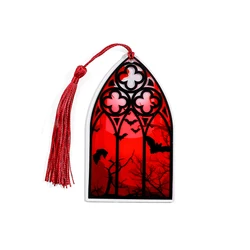 A red dark vampire bat bookmark, a quirky and irregular acrylic bookmark, a fashionable stationery gift.