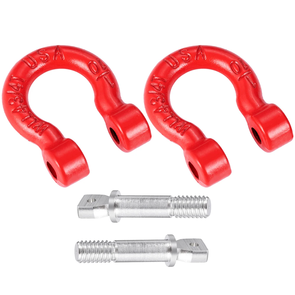 MIBIDAO 2Pcs Aluminum Alloy Bumper Trailer Hooks Rescue Tow Shackles for Axial SCX10 TRX-4 1/10 RC Crawler Car Decoration Parts