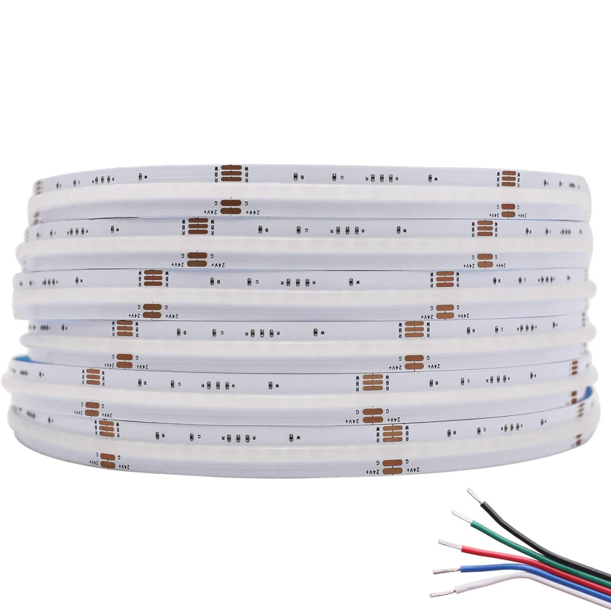 CCT RGB RGBW RGBCCT COB LED Strip Light ความหนาแน่นสูง Flex FCOB LED เทปหรี่แสงได้ FOB Linear ริบบิ้น DC12V 24 V 5 M/ม้วน