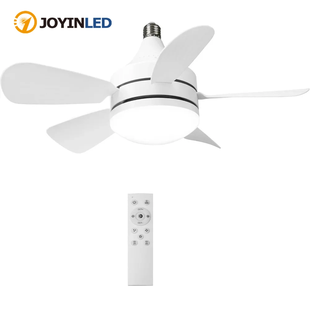 Socket Ceiling Fans with Lights and Remote Control Dimmable 3000K-6500K Powerful Airflow Quiet Fan Light for Bedroom Living Room