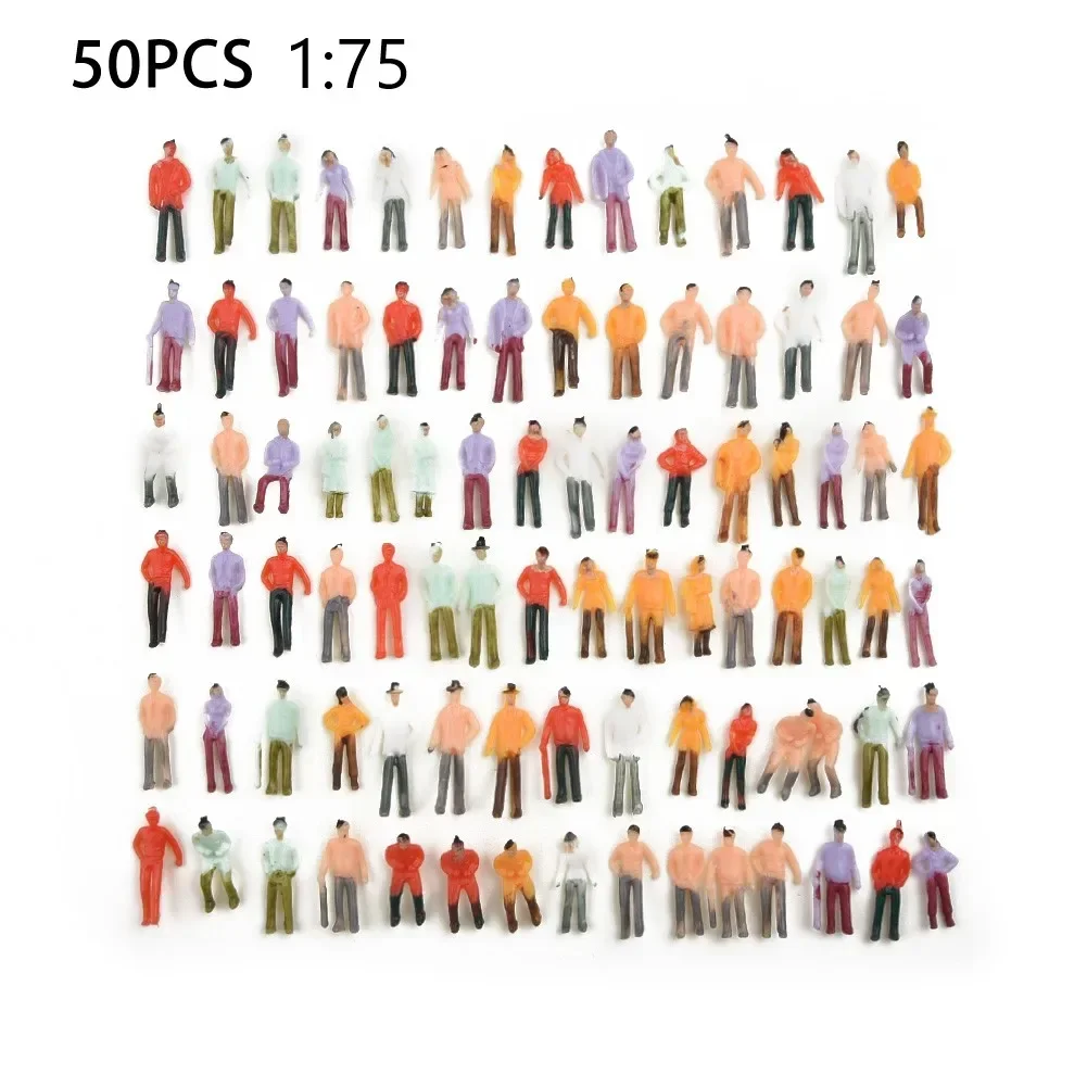 50Pcs 1:75 Scale  Scale Plastic People Figures Painted Scenes Model Building Passengers DIY Character Mixed Multicolor Pose Toys