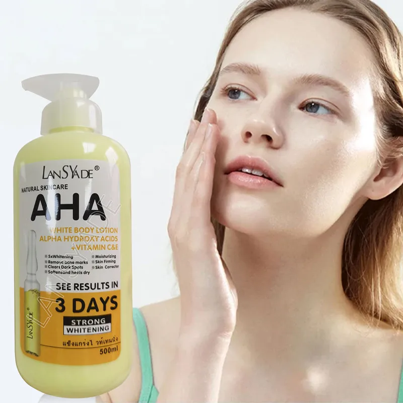 500ml Whitening Body Lotion ALPHA Hydroxy Acids+Vitamin C&E See Results In 3 Days Moisturizing Lightening Body Cream Lotion Skin