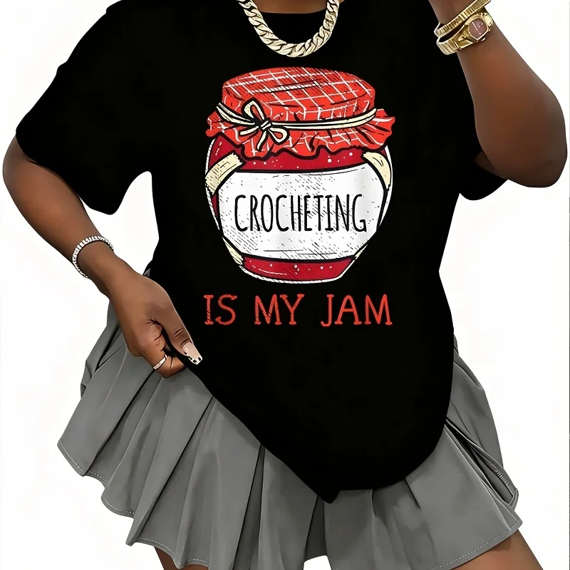 Fun Crochet Lover Cute Crocheting Saying Women's 100% Cotton T-Shirt Fun Print Short Sleeve Top Casual Round Neck Tee S-5Xl