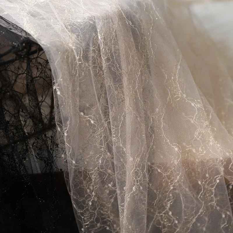 لينة الماس شعرية الذهب الموضوع شبكة صافي الدانتيل النسيج Diy فستان الزفاف زي تنورة خياطة الدانتيل النسيج 1 ياردة