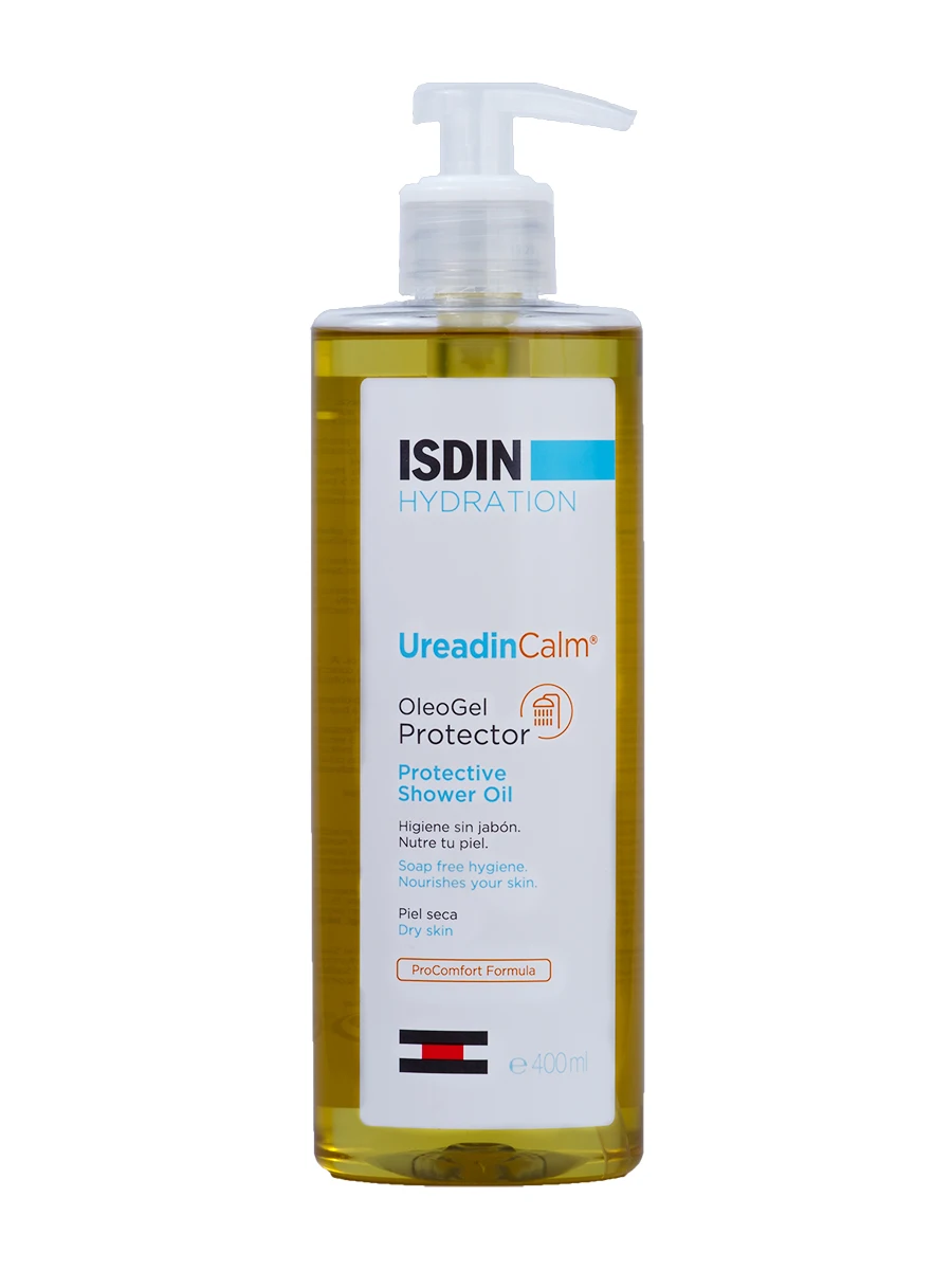 Isdin ureadin calm oleogel protect 400 ml-Nourishing shower oil for daily dry skin body hygiene