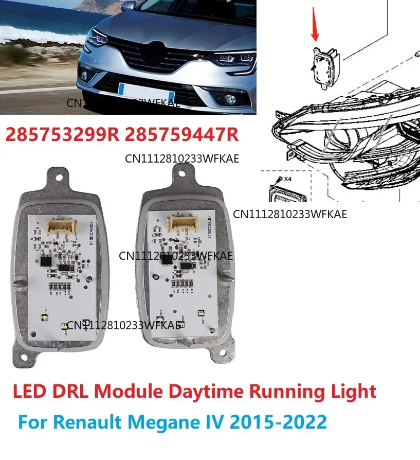 1Pair Front Headlights DRL Module LED Daytime Running Lights Control Unit  for Renault Megane IV 2015-2022 285753299R 285759447R