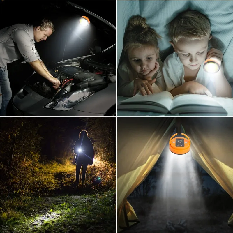 1/2pcs MINI High Power LED Camping Light Rechargeable with Magnet Base Bank for Outdoor Tent Portable Emergency Lantern Hiking