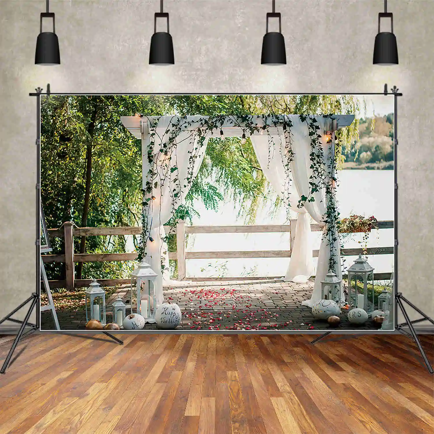 Flowers Wedding Doors Scenery Photography Backgrounds Bridal Party Portrait Photographic Backdrops For Home Decor Photo Studio