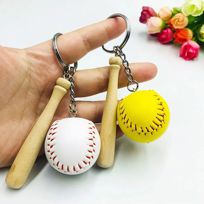 

30pcs Softball Baseball Keychain Mini Wooden Bat Softball Keyring Softball Keychains For Girls Team Softball Sports Small Size