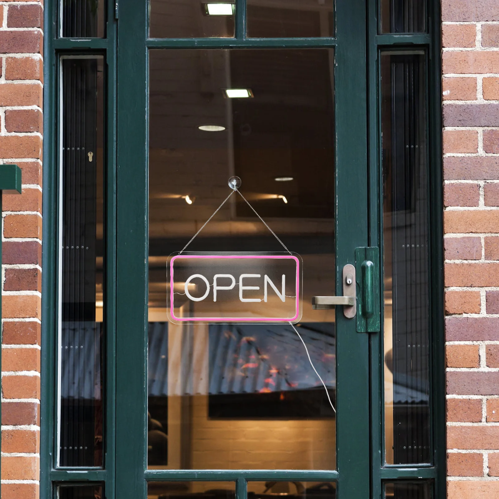 

1Set LED Open Sign High Brightness Hanging Chain Easy Installation Business Door Wall Mounted Store Lighted Sign