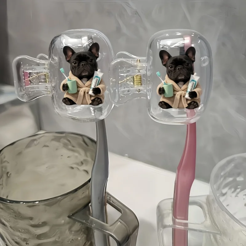 2pcs Black French Bulldog Dustproof Odorless Toothbrush Case Suitable for Travel Ventilation Holes Party Holiday Gifts For Lady