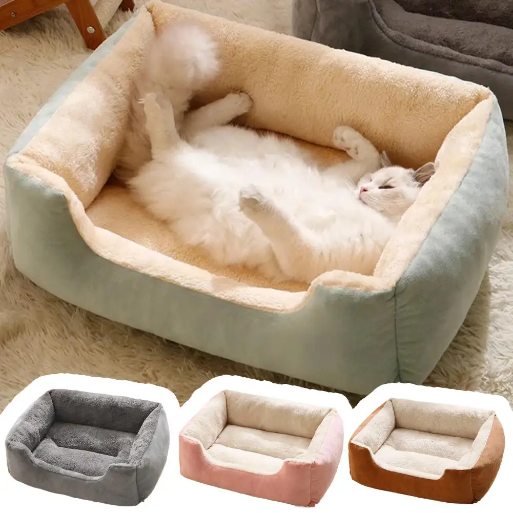 Quadratisches Nest-Haustierbett für Große Hunde, Weiches Fleece-Nest, Großes Hundesofa, Warmes Winter-Katzenhaus für Haustiere ﻿