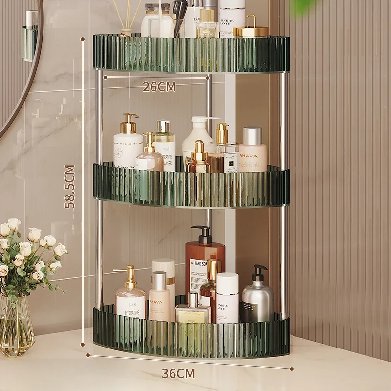 Nordic Light Luxury Bathroom Shelves 3-layer Acrylic Wash Table Triangle Makeup Products Organization Racks Modern Bath Storage