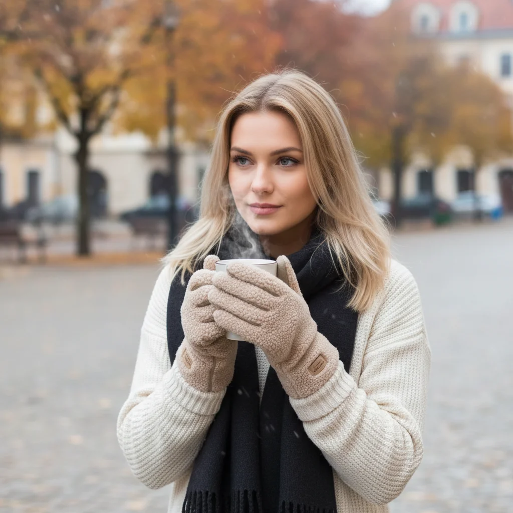 New Polar Fleece Winter Gloves Warm Full Finger Driving Mittens Coldproof Touchable Screen Full Finger Gloves Women