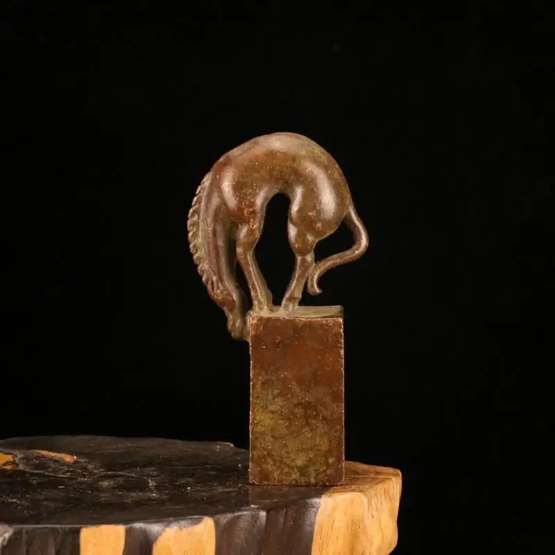 Antique Purple Copper Square Seal Ornaments Zodiac Horse Seal Home Desk Desktop Decoration Accessories Collections