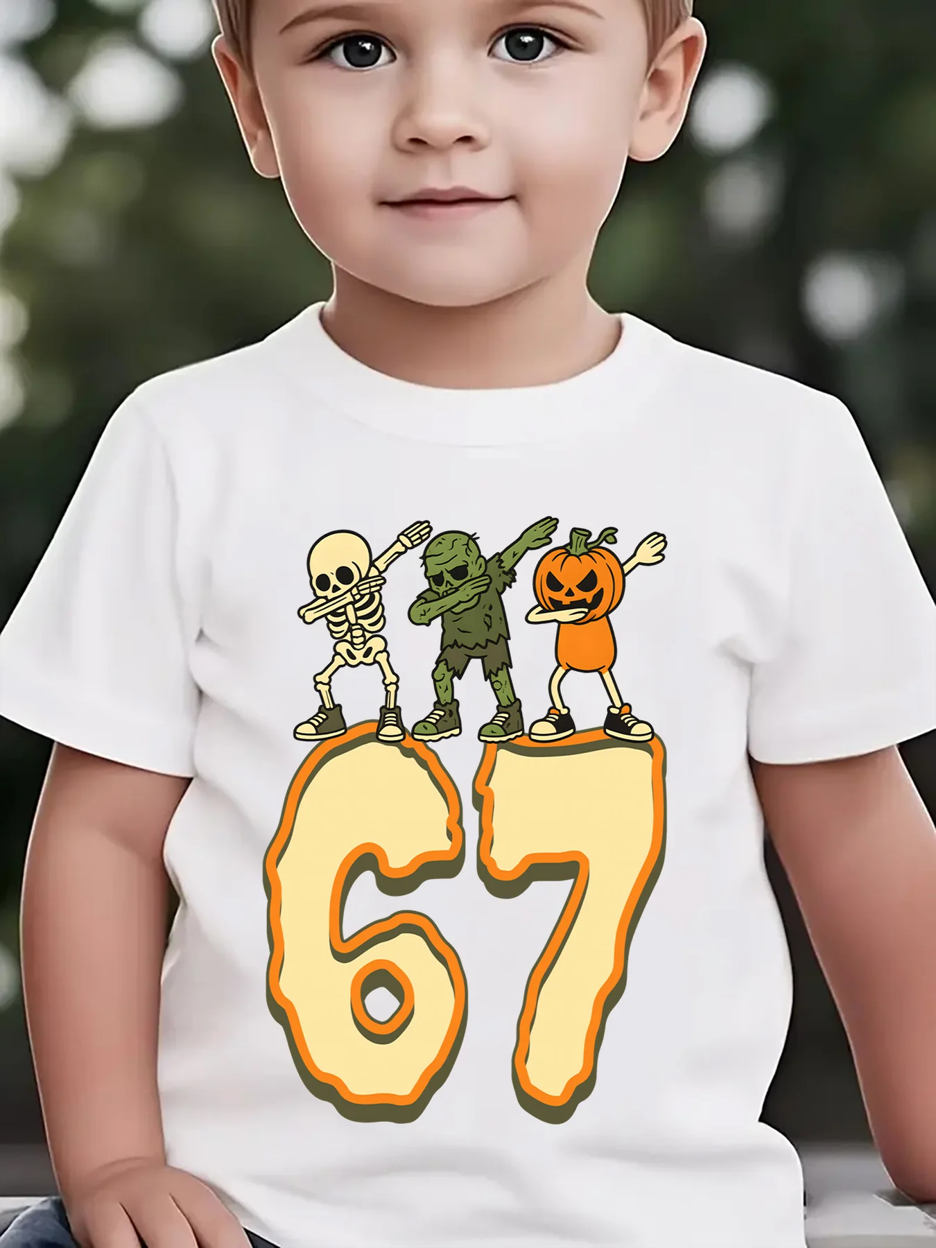 Kids Boys Girls Family Matching T Shirt Dabbing Skeleton Zombie Pumpkin Print Short Sleeve Tee Casual Parent Child Daily Tops