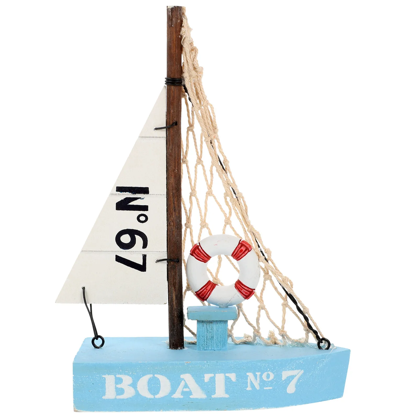 

Wooden Sailboat Ornament Mediterranean Style Desktop Sailing Boat Decor for Office Bedroom Living Room Home Interior Decoration