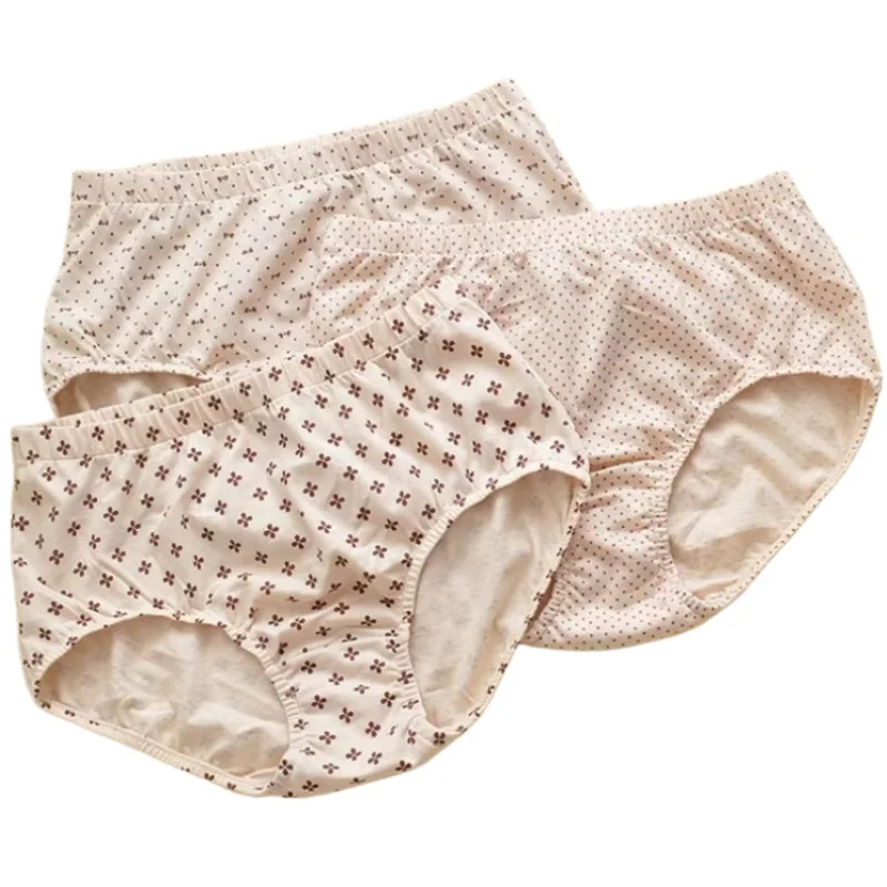3PCS/set Pure Cotton Flower Women Underwear Soft Comfort Mid High Waist Triangle Pants Plus Size Lingerie Seamless Soft Briefs