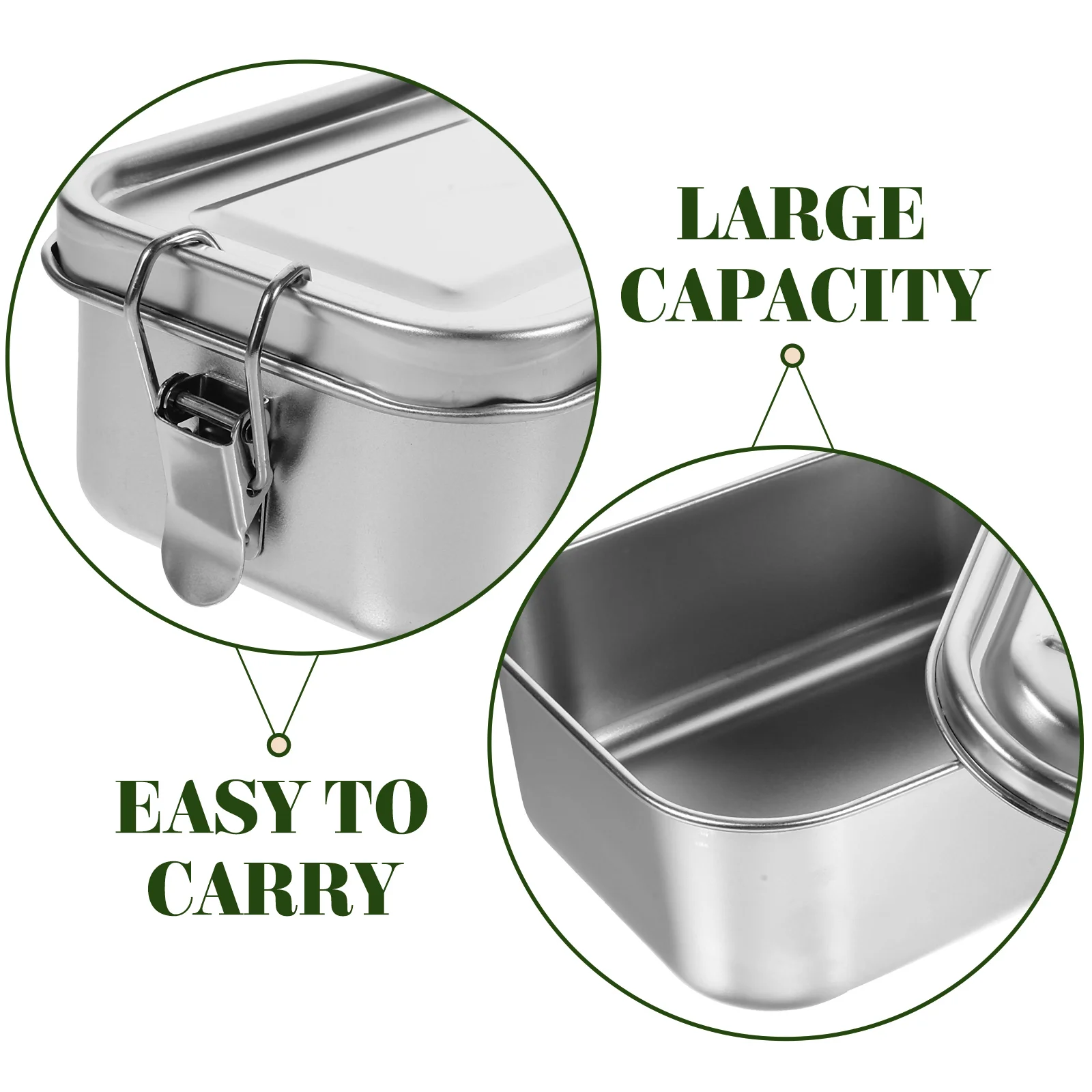 

Stainless Steel Lunch Box 550ml Sealed Containers Airtight Food Storage for Rice Vegetables Kitchen Barware