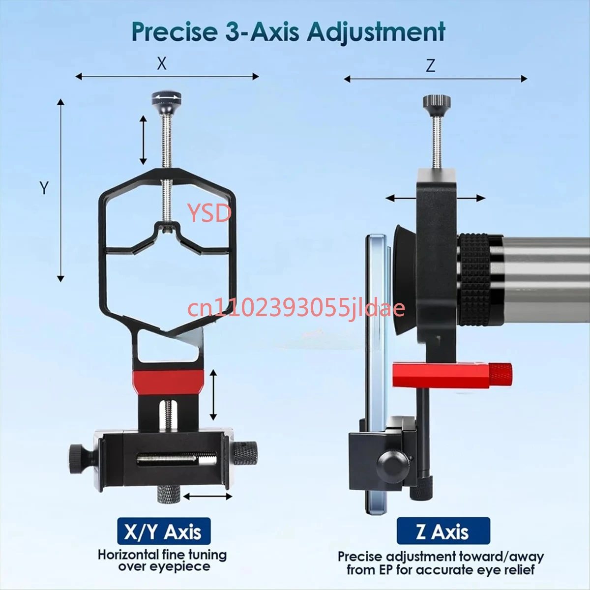 Universal Phone Scope Digiscope Adapter - Metal Telescope Mount, 3-Axis Smartphone Holder with Remote