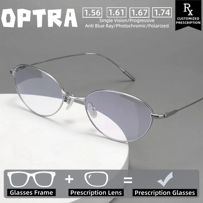 

OPTRA Women Fashion Blue Light Blocking Ultralight Glasses Photochromic Myopia Eyeglasses Custom Prescription Optical Eyewear