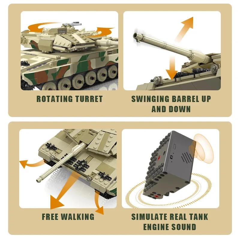 Mould King 20020, technisches Panzerspielzeug, The APP&RC Leopard 2, Panzer-Baustein, Montage, Panzer-Ziegel-Set, Weihnachtsgeschenk für Kinder