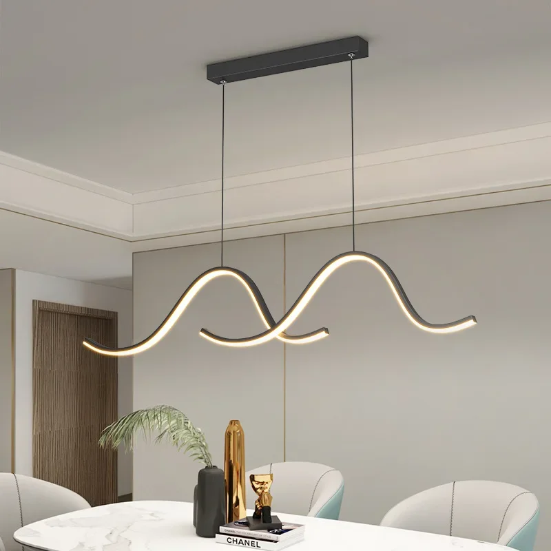 Nordic Minimalist LED Chandelier - Wave Starry Sky Design for Dining Room & Bar Counter