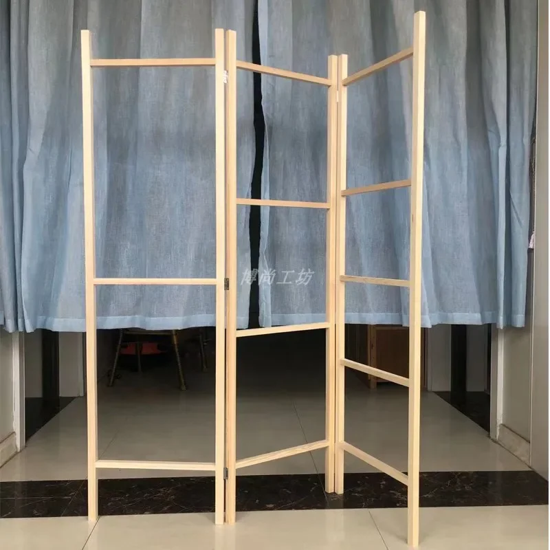 Solid wood frame combination decorative wooden frame folding screen rope braided frame modern simple jewelry environmentally fri