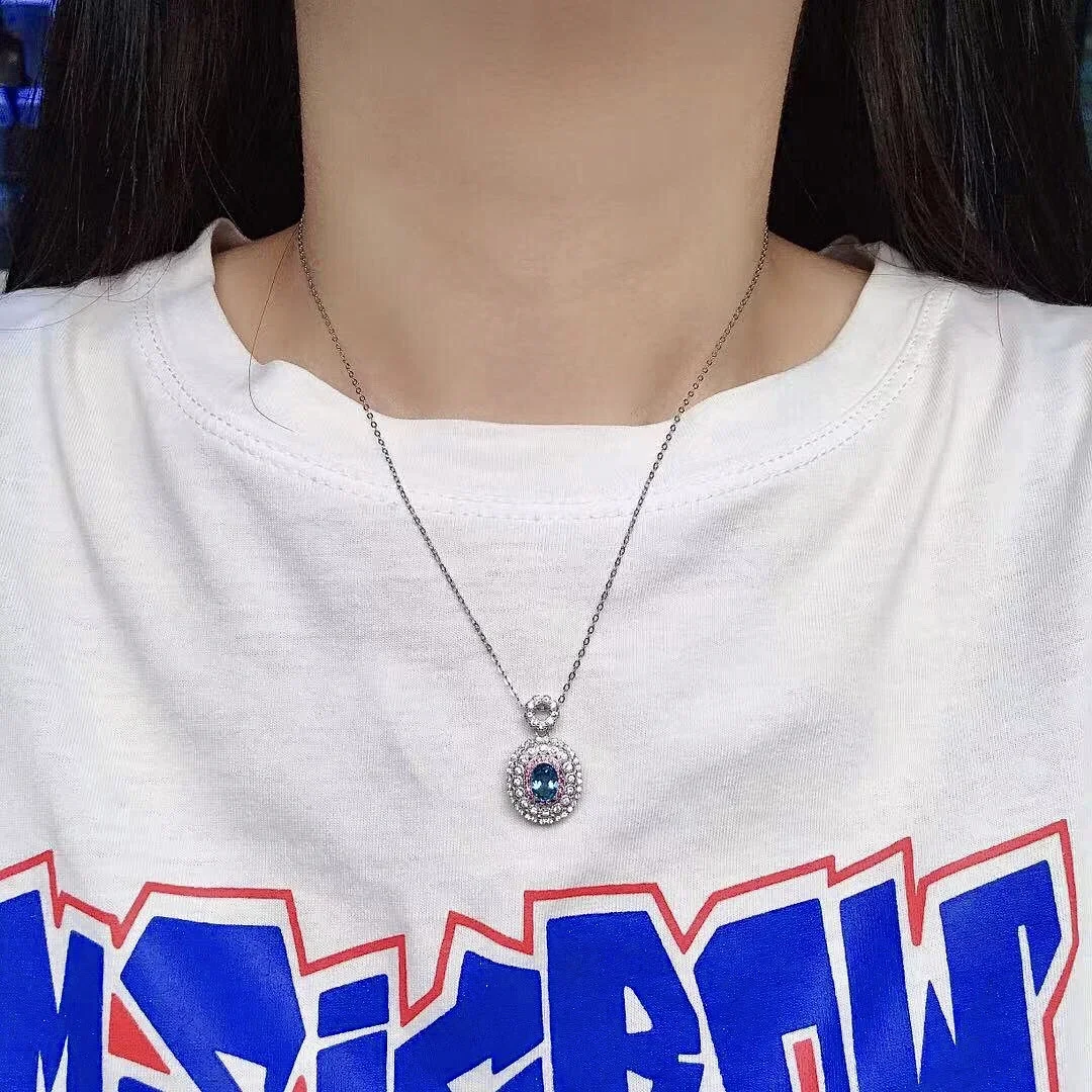 Dazzling Gemstone Pendant for Daily Wear 5mm*7mm VVS Grade Natural Topaz Pendant 925 Sterling Silver Topaz Necklace Pendant