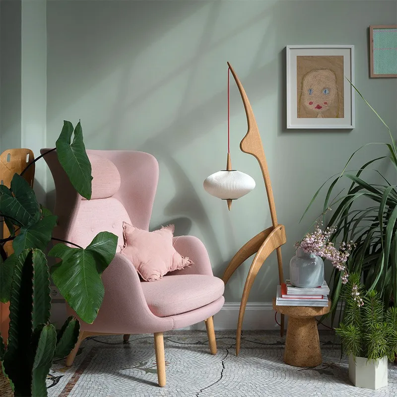 الفن كبير خشبية ترايبود مصباح أرضي غرفة المعيشة الحديثة غرفة نوم الدائمة ضوء الزاوية #3