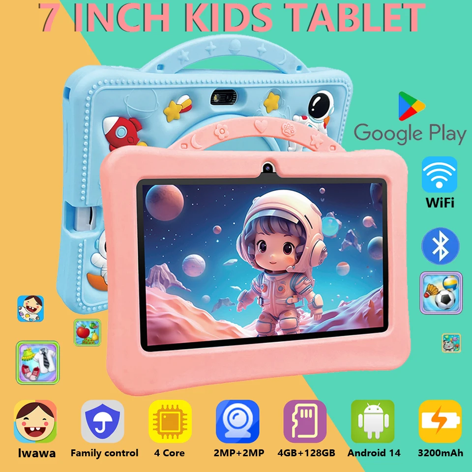 

Ready Stock Kids Tablet Tablet For Android 14 tab 4+128GB RAW Front & Rear Dual Cameras7 inch Screen Eye Protection Support WiFi