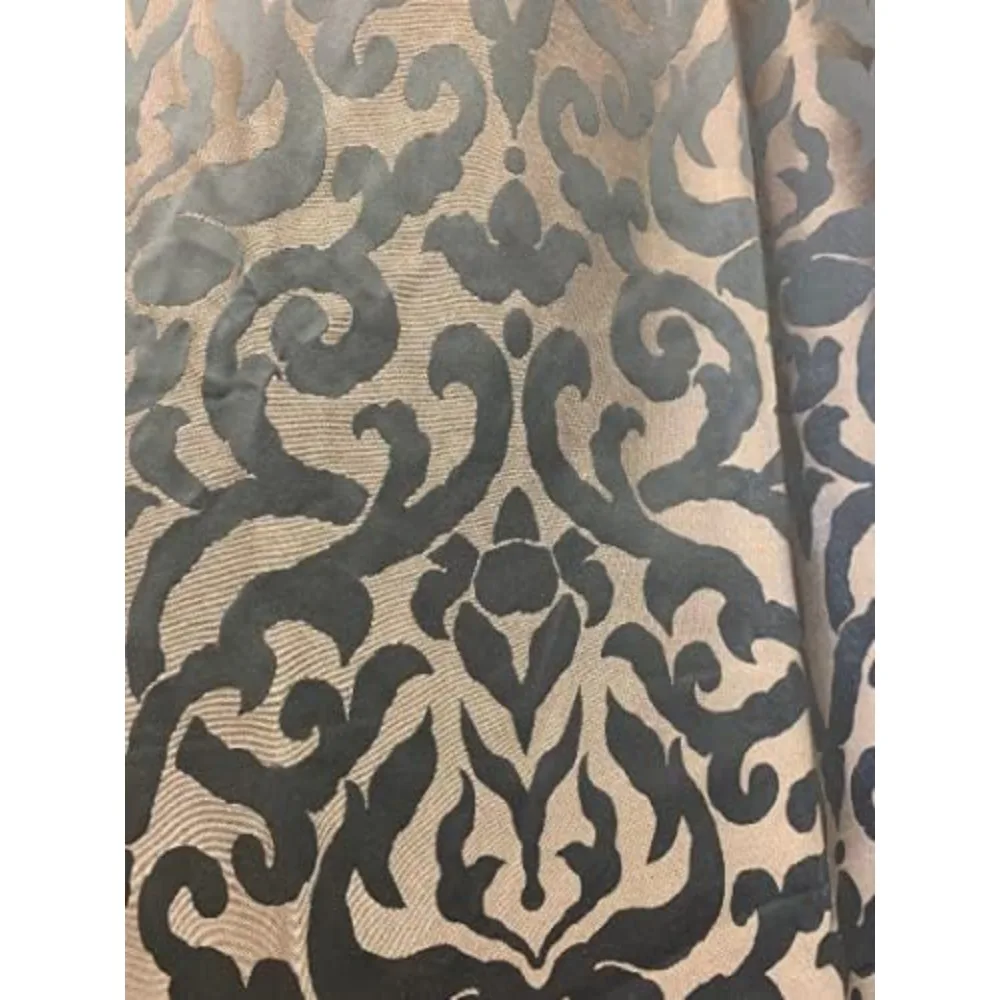 Tende jacquard extra lunghe con motivo floreale blu e beige con passacavo superiore, lunghezza 16-20 piedi, larghezza 100 pollici, 2 set