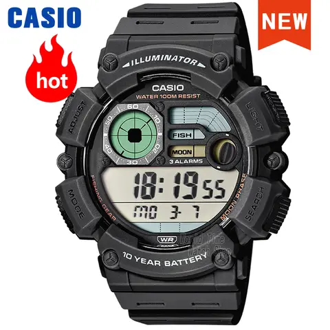 Reloj digital Casio con esfera grande para hombre, duración de la batería de 10 años, 100 M, resistente al agua, deportivo, reutilizable, WS-1500H-1A