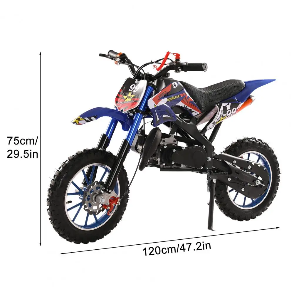 （Maximum Load 330lb）49cc 2-stroke mini off-road motorcycle, mini gasoline powered motorcycle with front and rear disc brakes