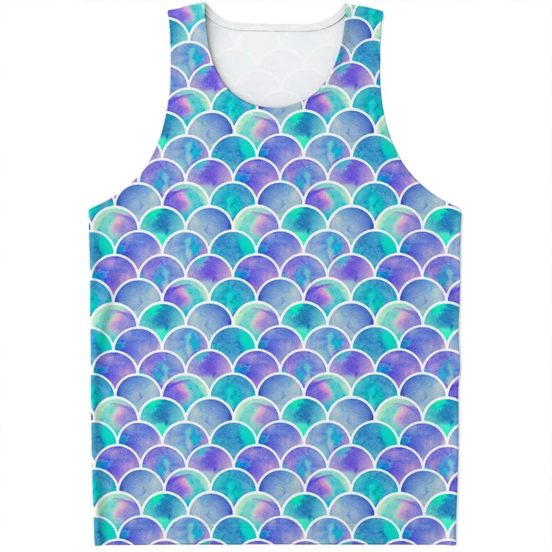 Colorful Dragon Fish Scales Pattern Tank Tops Men Women Summer Sleeveless Vest Street Casual 3D Printed Graphic Loose Tee Shirts