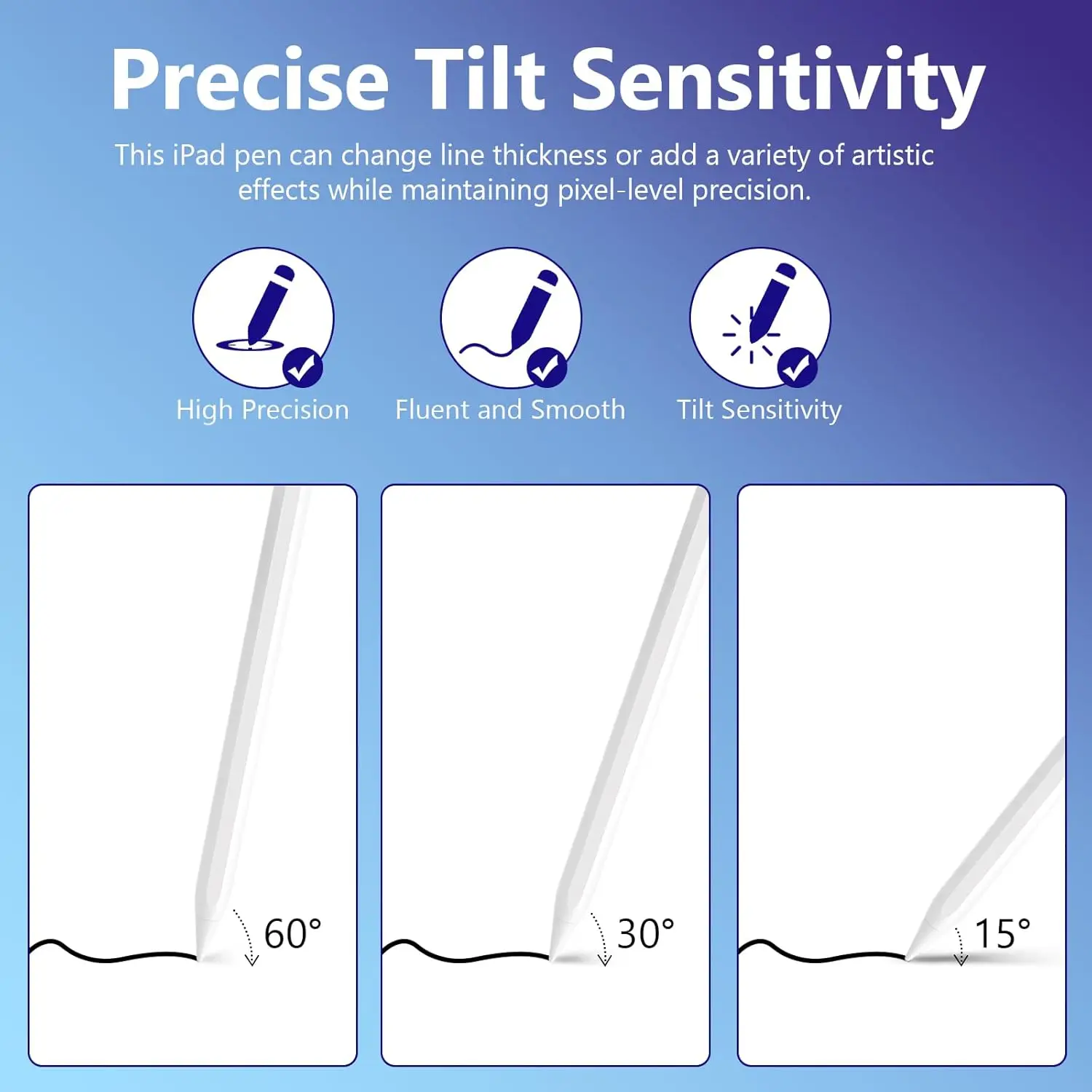 Touch Screen Stylus for Apple Android, Long Battery Life Pen with 2 Spare Nibs for Phone & Tablet