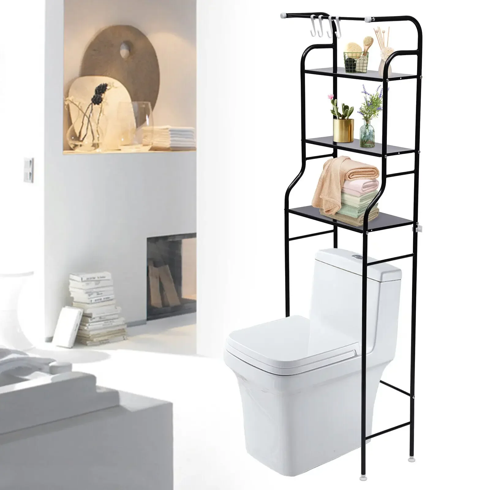 

Over The Toilet Storage Rack 4-Tier Metal Bathroom Shelf Space Saver Organizers nanhaipuruite-6 (1176)