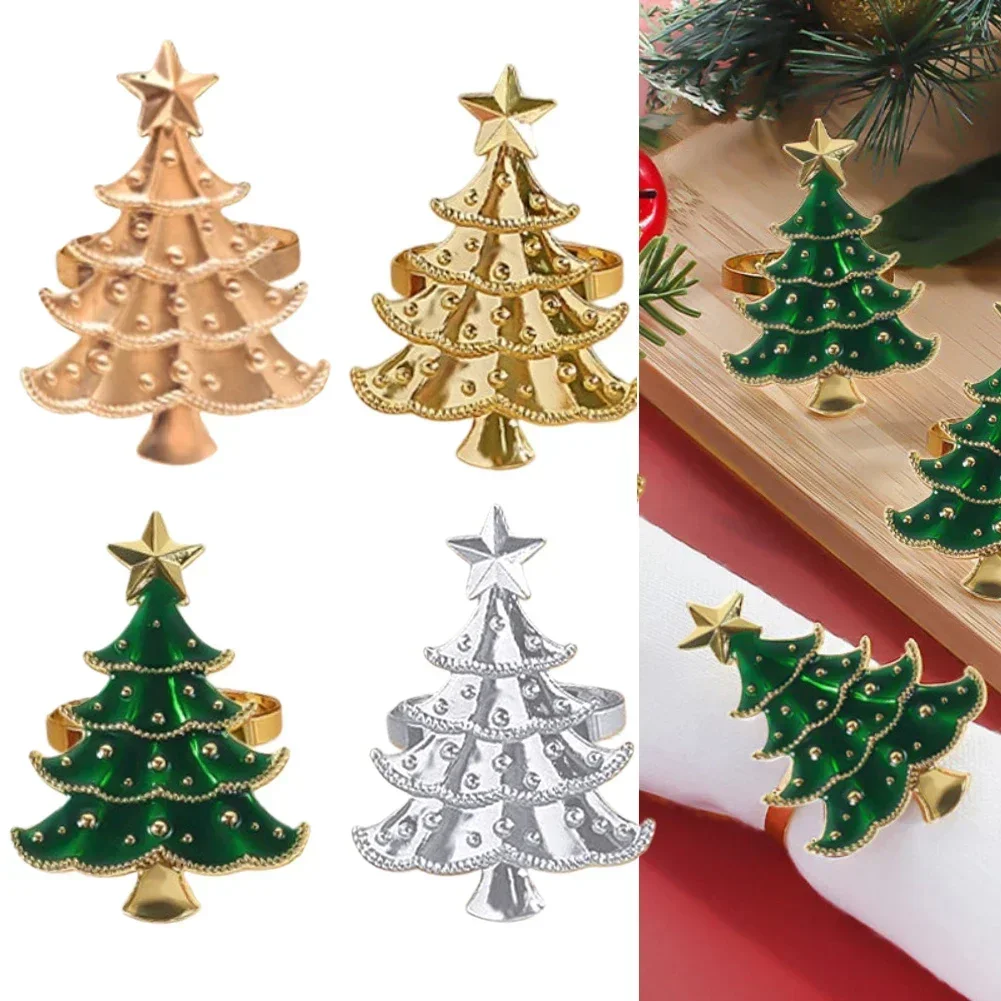 

6 Alloy Christmas Napkin Rings with Festive Design Suitable for Wedding Tables Restaurant Decoration and Holiday Use