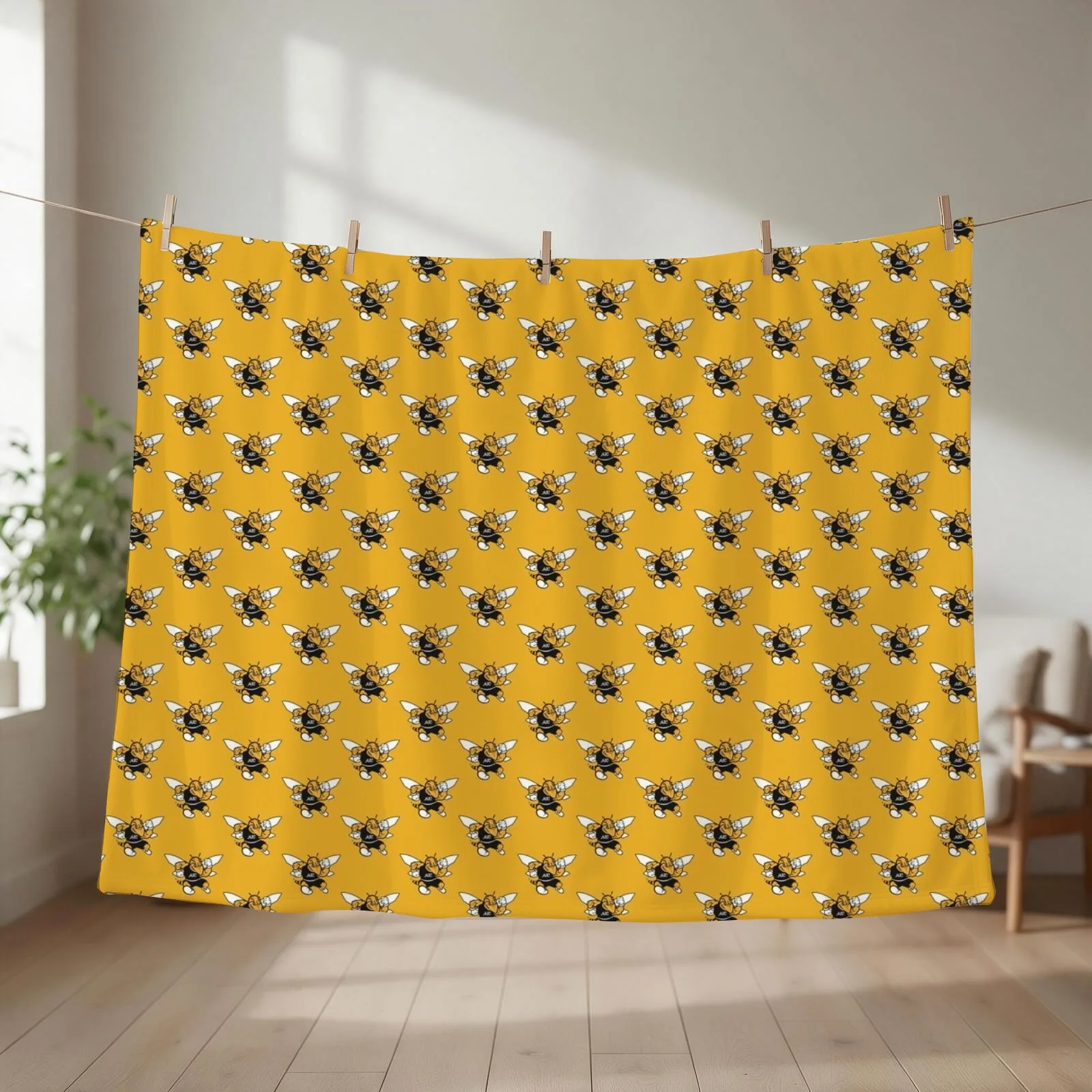 American International College (AIC) Yellow Jackets Throw Blanket couch cozy soft plush fuzzy picnic outdoor blanket